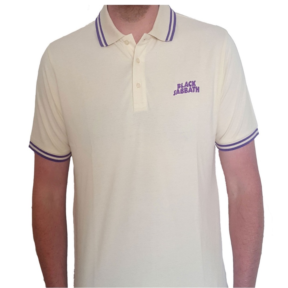 Black Sabbath Unisex Polo Shirt Wavy Logo Size Medium
